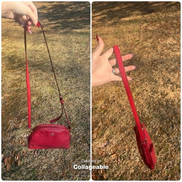 Coach Bright Cardinal Leather Dome Crossbody Bag - Picture 12 of 14